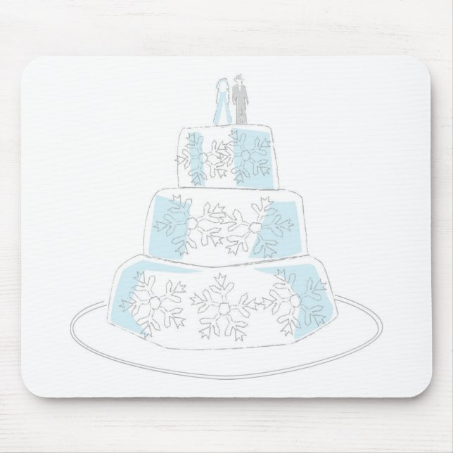 Three Tiered Wedding Cake with Snowflake Trim Mouse Pad (Front)