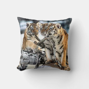 Three Tiger Cubs At Play Cushion