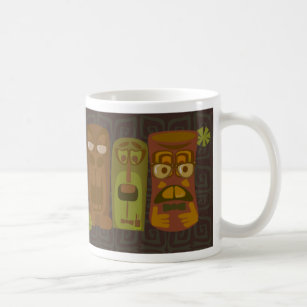 Three Tiki Nerds Fun Retro Cartoon Vintage Art Coffee Mug