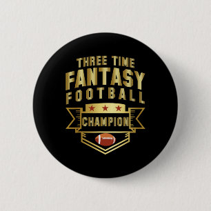 Three Time Fantasy Football Champion Champ 3 Time 6 Cm Round Badge