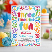 Three Times The Fun Confetti Balloon 3rd Birthday