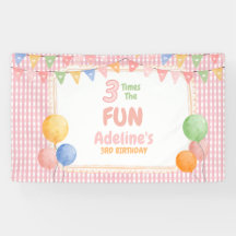 Three Times the Fun Pink Birthday