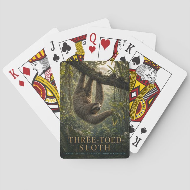 Three-Toed Sloth Rainforest ANIMALS Playing Cards (Back)