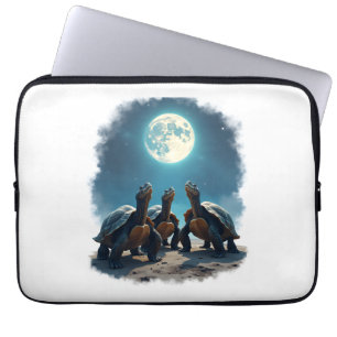 Three Tortoises Howl at Moon Wildlife Mountain Tur Laptop Sleeve