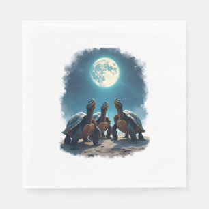 Three Tortoises Howl at Moon Wildlife Mountain Tur Napkin