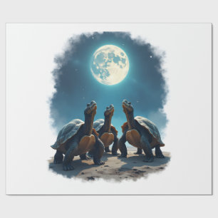 Three Tortoises Howl at Moon Wildlife Mountain Tur Wrapping Paper
