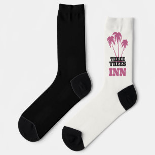 Three Trees Inn (black and white) Socks