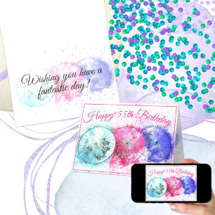 Three Tropical Cocktail Umbrellas 55th Birthday Card