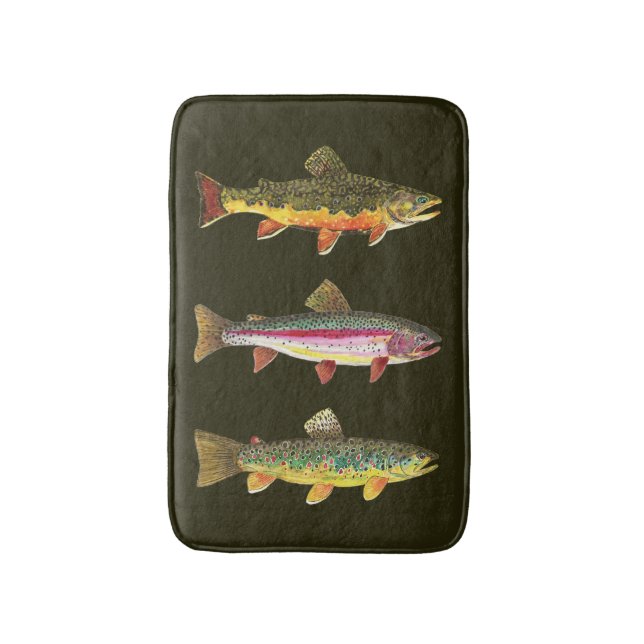 Three Trout Decor Bath Mat (Front Vertical)