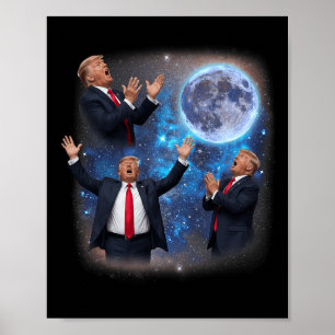 Three Trumps Howling At The Moon Weird Meme Trump Poster