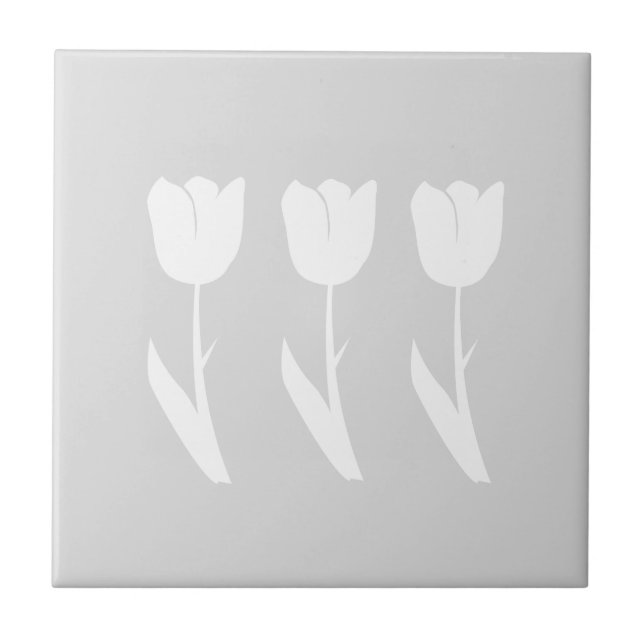 Three Tulips in Grey and White Tile (Front)