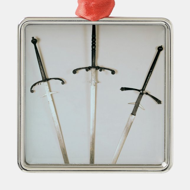 Three two-handed swords, 1570 metal tree decoration (Front)