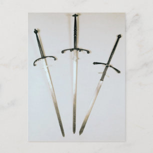 Three two-handed swords, 1570 postcard