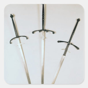 Three two-handed swords, 1570 square sticker
