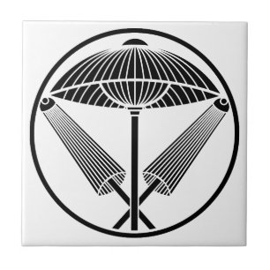 Three umbrellas in a threadlike ring ceramic tile