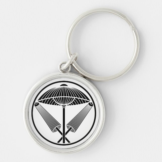 Three umbrellas in a threadlike ring key ring (Front)