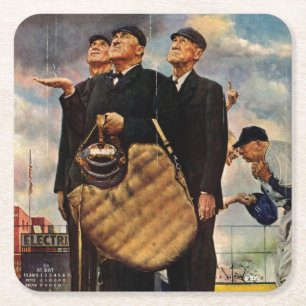 Three Umpires Square Paper Coaster