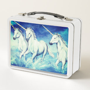 Three Unicorns Metal Lunch Box