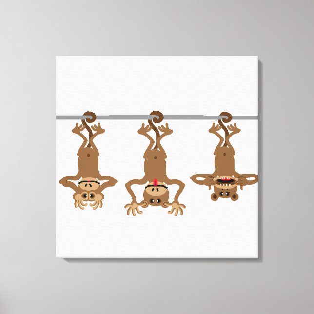 Three unwise monkeys canvas print (Front)