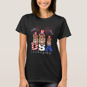 Three Usa Cockapoos Dog Wearing Hat American Flag T-Shirt