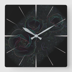 three velvet tulips square wall clock