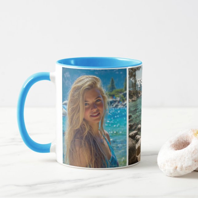 Three Vertical Strip Boho Photo Mug (With Donut)