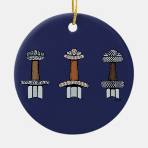 Three Viking Sword Hilts Ceramic Tree Decoration