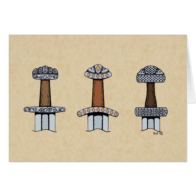 Three Viking Sword Hilts Greeting Card (Front Horizontal)