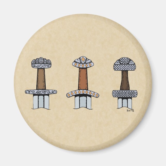 Three Viking Sword Hilts Magnet (Front)