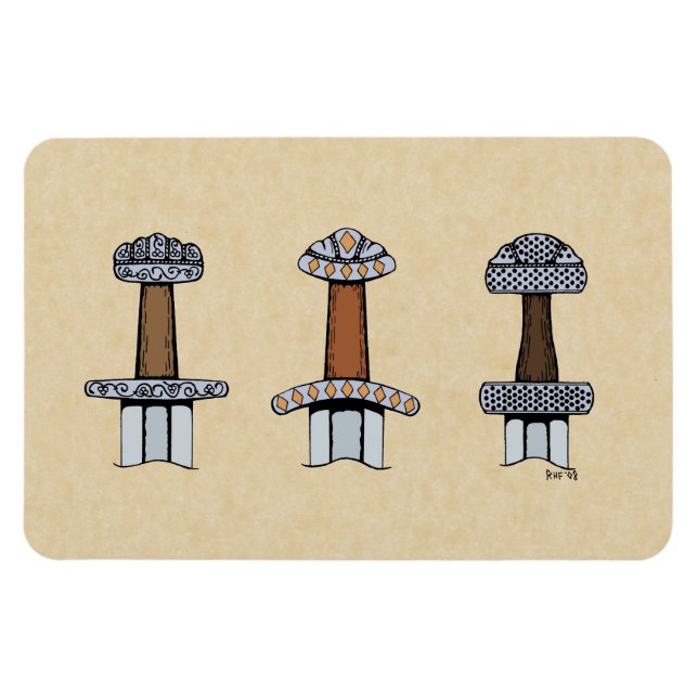 Three Viking Sword Hilts Magnet (Horizontal)