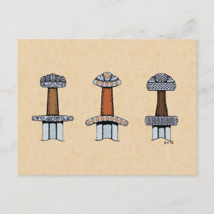 Three Viking Sword Hilts Postcard