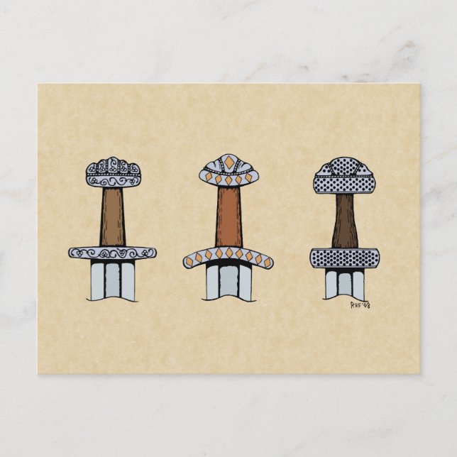 Three Viking Sword Hilts Postcard (Front)
