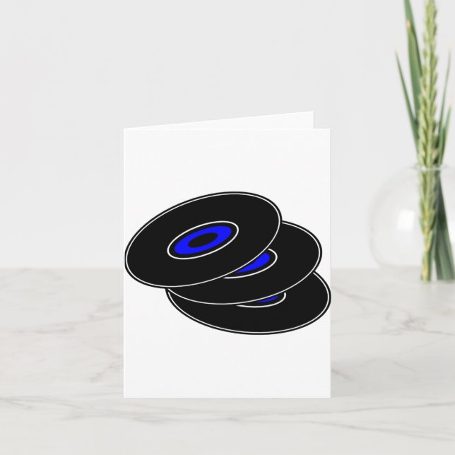 Three Vinyl Records Note Cards (Front)