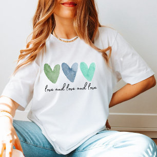 Three Watercolor Hearts with customisable text T-Shirt