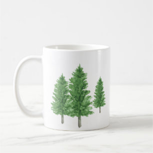 Three Watercolor Pine Trees 2    Coffee Mug