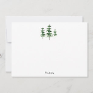 Three Watercolor Pine Trees Card