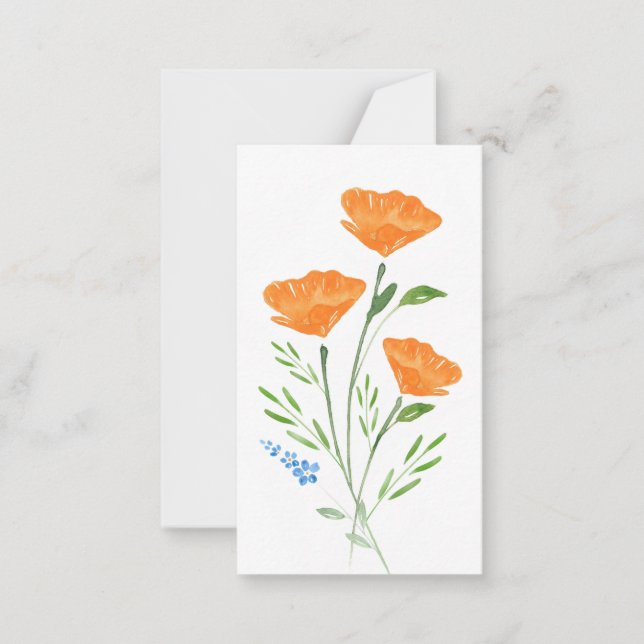 Three Watercolor Poppies Bouquet  Card (Front)