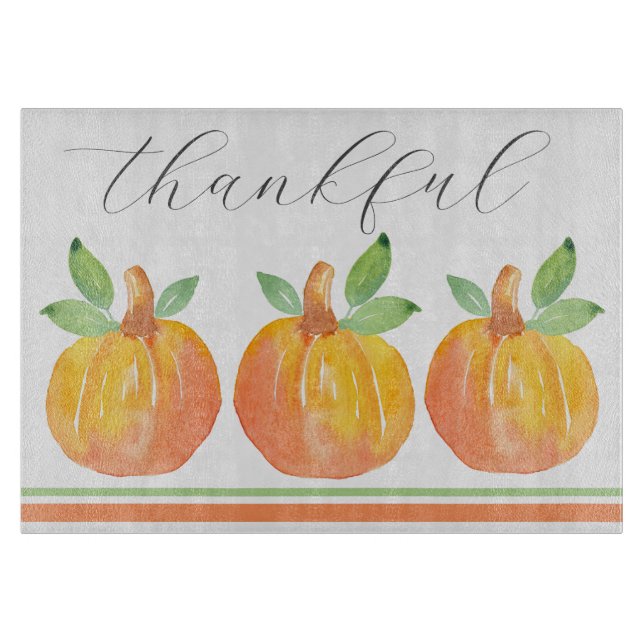 Three Watercolor Pumpkins 2 Cutting Board (Front)