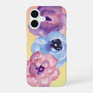 Three Watercolor Roses on Pastel Gradient iPhone 16 Case