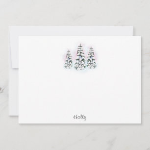 Three Watercolor Winter Trees Card