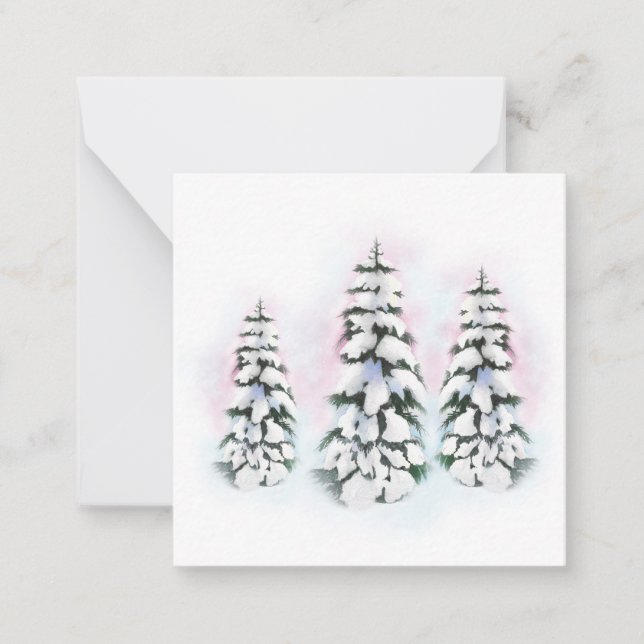 Three Watercolor Winter Trees  Card (Front)