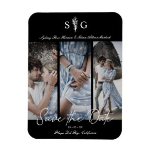 Three Wedding Photo Collage Engagement Session Magnet