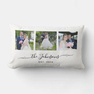 Three Wedding Photo Heart Swash Signature Lumbar Cushion