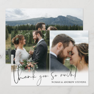 Three Wedding Photos Thank You So Much Card