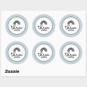 Three week rainbows and polka dots baby milestone classic round sticker
