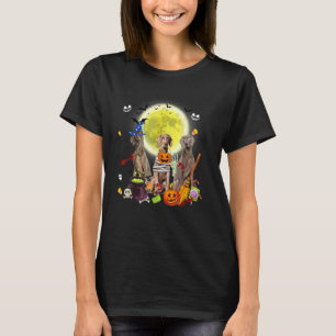 Three Weimaraner Dogs Witch Scary Mummy Halloween T-Shirt