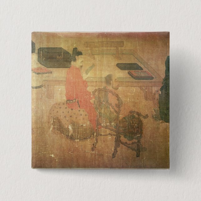 Three Well-Read Men from Lieou-Li T'ang 15 Cm Square Badge (Front)