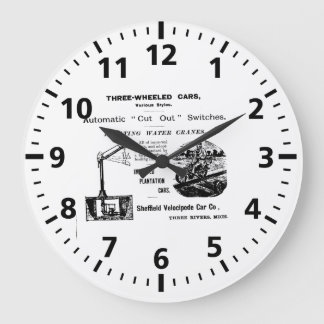 Three-wheeled cars Large Clock