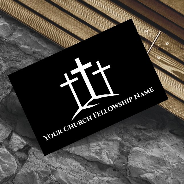 Three White Crosses Church Pastor Business Card (Three White Crosses Church Pastor Business Cards)
