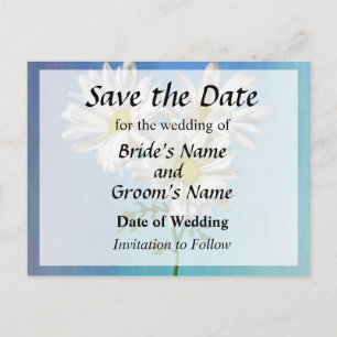 Three White Daisies Save the Date Announcement Postcard